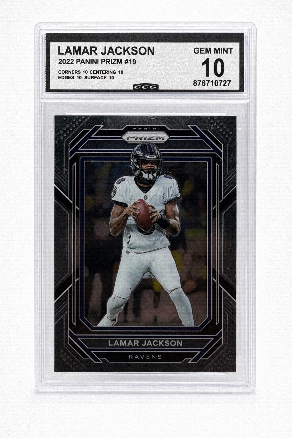 Lamar Jackson 2022 Panini Prizm #19 CCG GEM MINT 10 Ravens MVP QB